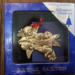 New Unopened 2000 Reed & Barton Christmas Ornament Millennium Cupids-Silverplate